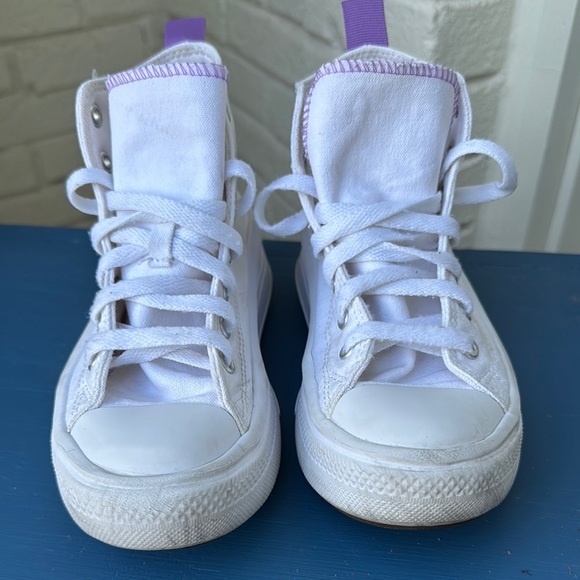 Converse White and Lavender High-Tops - Picture 2 of 13